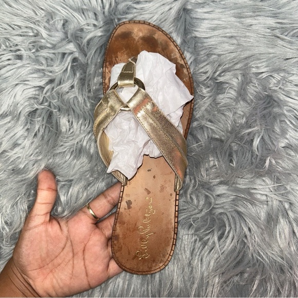 Lilly Pulitzer Gold McKim Sandal size 6.5 - Picture 4 of 5